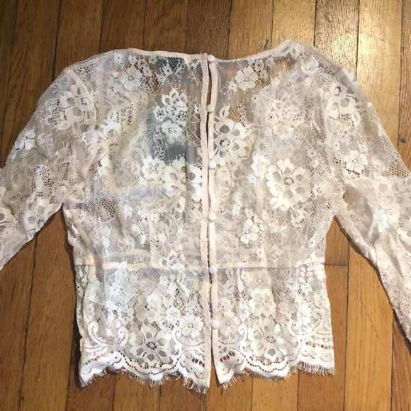 Pinkish White Lace Long Sleeve Top - Picture 2 of 3